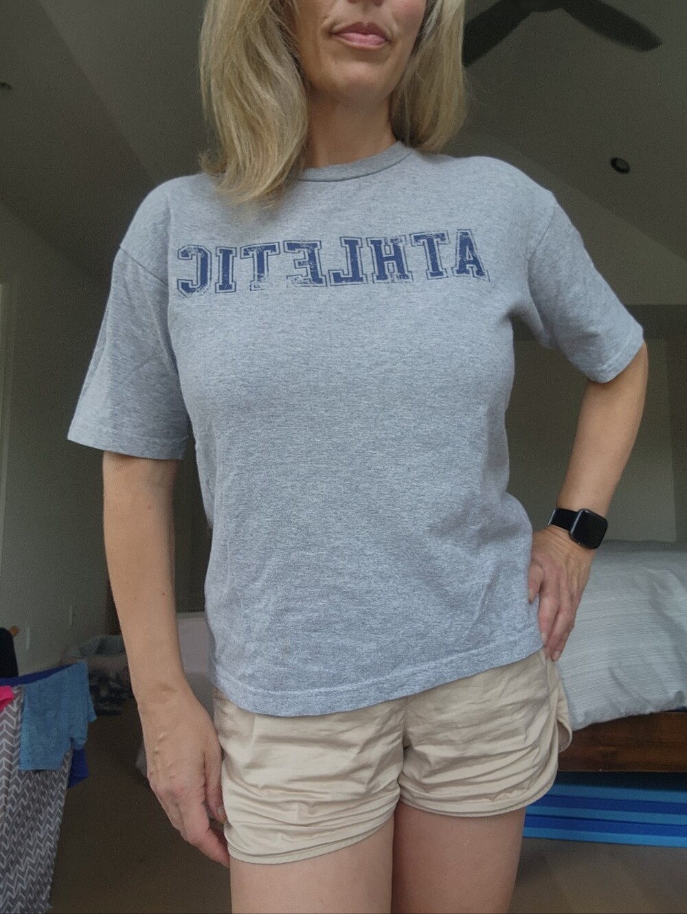 GAP Grey Short Sleeve Tee with Navy 'ATHLETIC' Print
